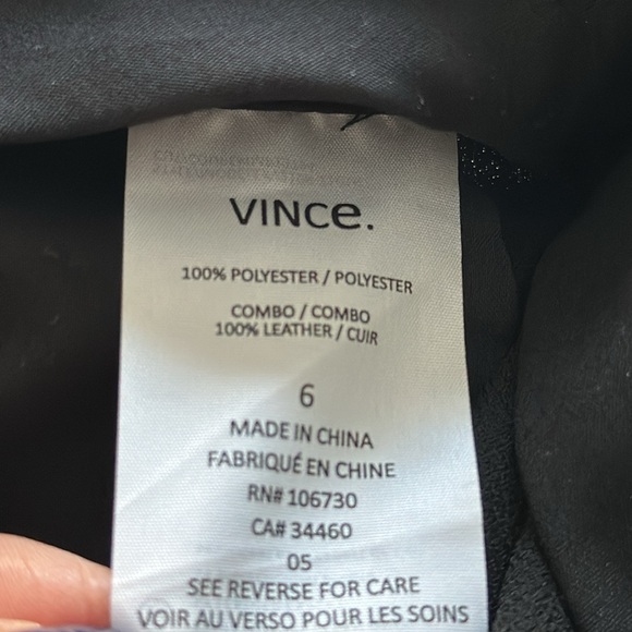 VINCE. Asymmetric Harem Trousers Leather Trim tapered hem Pants Size 6. Like New - Picture 11 of 16
